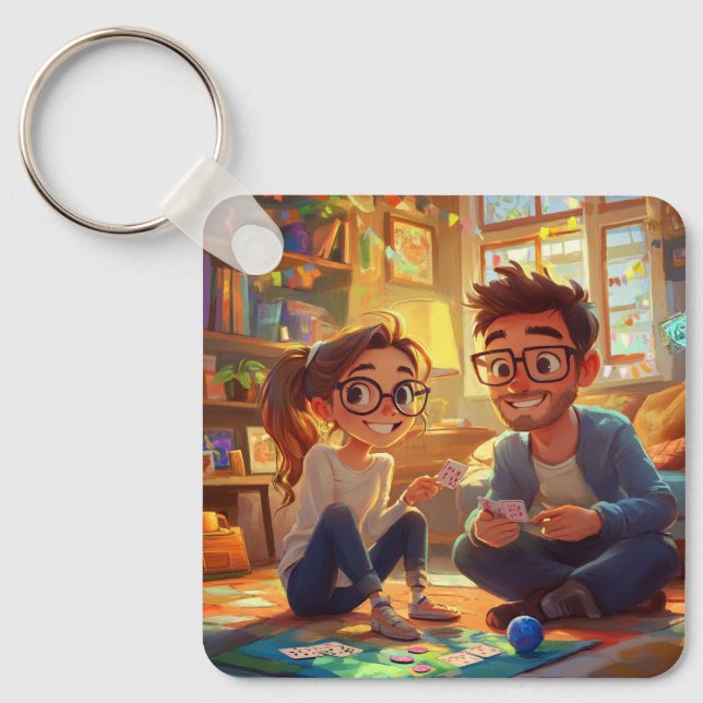 Custom Photo & Year Wedding Anniversary Couples  Keychain (Front)