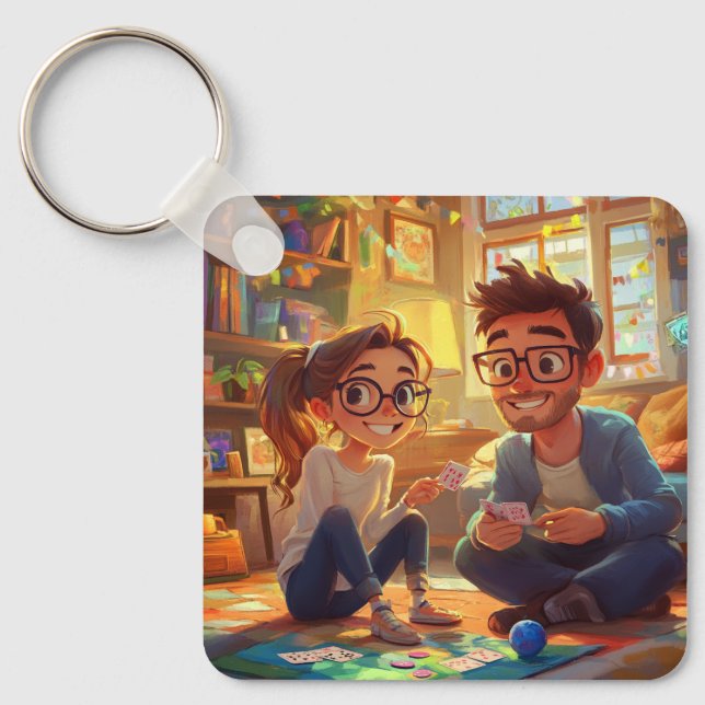 Custom Photo & Year Wedding Anniversary Couples  Keychain (Front)