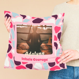 Custom Photo Yoga Lover Teacher Mom Women Gift Throw Pillow
