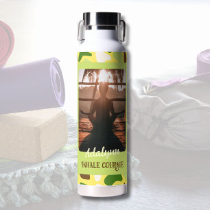 Custom Photo Yoga Lover Teacher Mom Women Gift Water Bottle