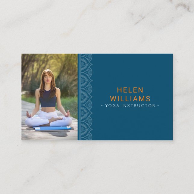 custom photo yoga meditation wellness business card (Front)