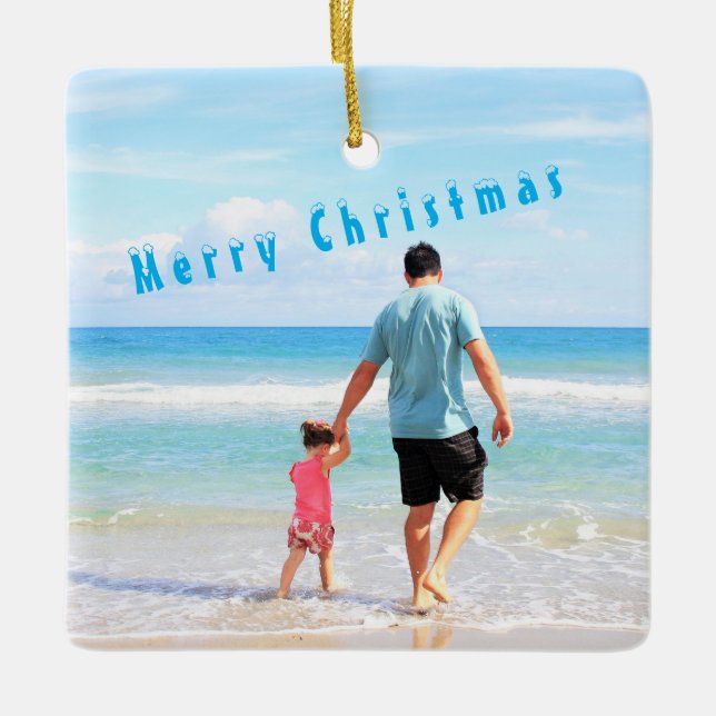Custom Photo Your Own Design Best Dad - Christmas Ceramic Ornament (Front)