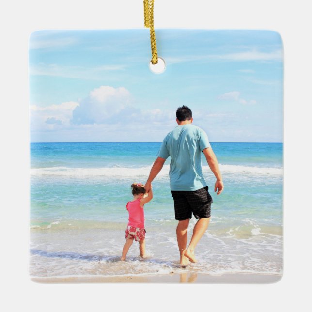 Custom Photo Your Own Design Best Dad - Family Ceramic Ornament (Front)