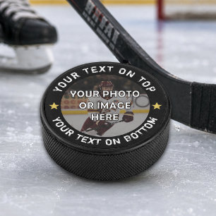 Custom Photo Your Text and Colour Personalized Hockey Puck