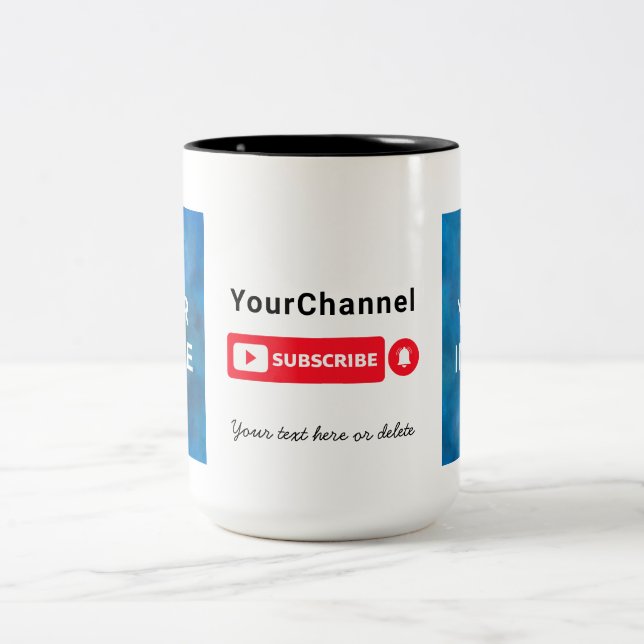 Custom Photo Youtube Channel Name Two-Tone Coffee Mug (Center)