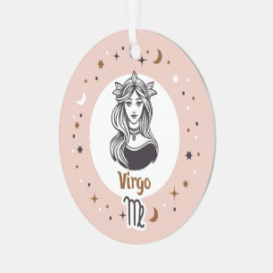 Custom Photo Zodiac Sign Virgo Metal Ornament