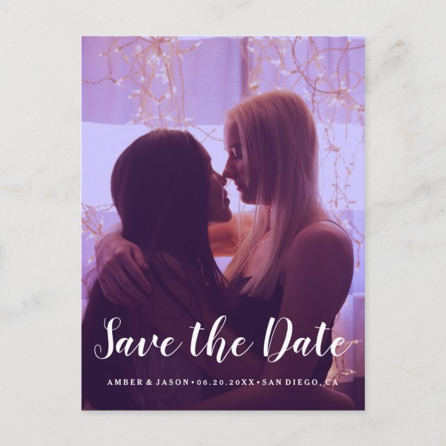 Custom Photograph romantic modern Save the Date Announcement Postcard (Front)