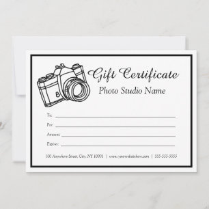 Custom Photography Gift Certificate Template
