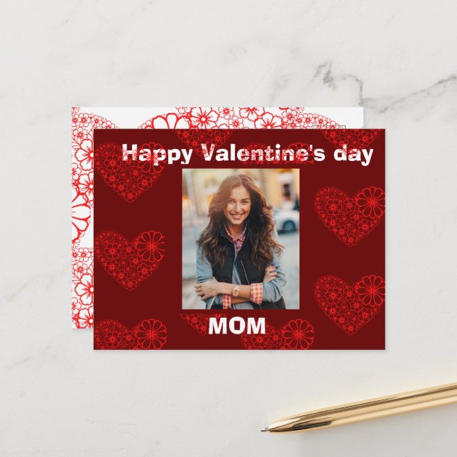 Custom photography mom valentine day  postcard (Front/Back In Situ)
