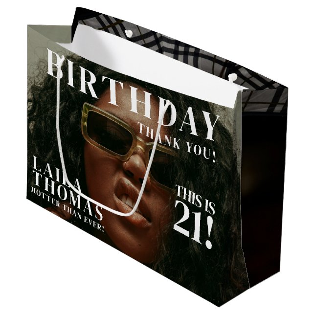 Custom Photos Birthday Party Magazine Cover Large Gift Bag (Front Angled)
