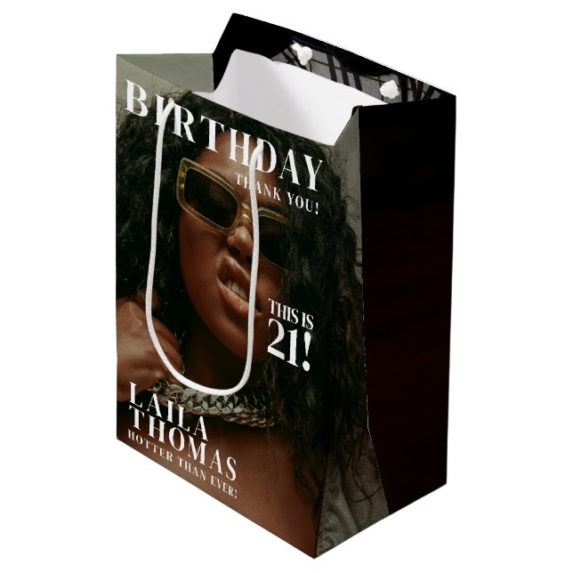 Custom Photos Birthday Party Magazine Cover Medium Gift Bag (Front Angled)
