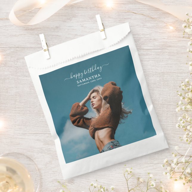Custom Photos Birthday Party Selfie Picture Favour Bag (Clipped)