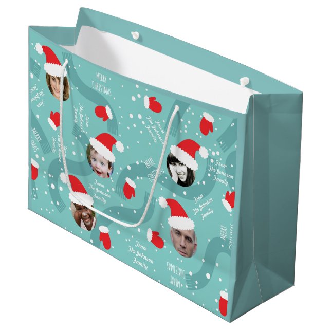 Custom Photos Christmas Hats Fun Big Bag (Front Angled)