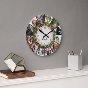Custom Photos Collage Clock   Gift for Christmas