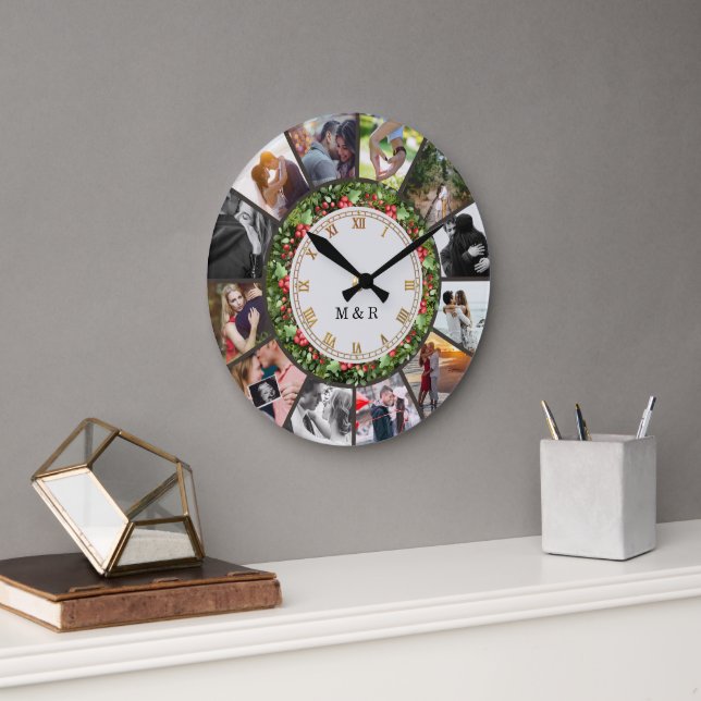 Custom Photos Collage Clock | Gift for Christmas (Office)