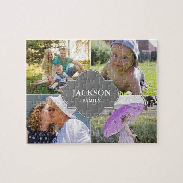 Custom photos family name multi pictures jigsaw puzzle (Horizontal)