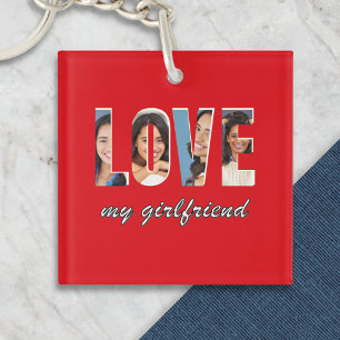 Custom Photos Love My Girlfriend Stylish Red Keychain