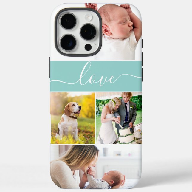 Custom Photos Memories Love Script robin egg blue  Case-Mate iPhone Case (Back)