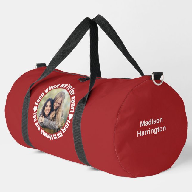 Custom Photos & Name Far Apart Love Duffle Bag (Left Corner)