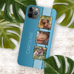 Custom Photos Name On Aqua Turquoise Blue Case-Mate iPhone Case<br><div class="desc">Stylish and classy chic simple elegant modern design, with room to customize or personalize with photo's, and name, monogram or initials of your choice. Beautiful, modern and cool cover for the trend-savvy and art-loving hip trendsetter, artsy motif lover who wants to protect their phone from dust and dirt, wear and...</div>