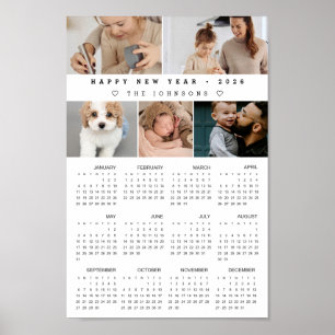 Custom Photos New Year 12 Month 2026 Calendar Poster