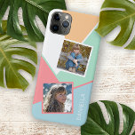 Custom Photos on Colourful Geometric Blocks Mosaic iPhone 11Pro Max Case<br><div class="desc">Contemporary summer coral blush pink, mint seaglass green, pastel blue, light apricot orange, and white coloured blocks mosaic art pattern. With room to personalize with a photo and name, monogram, initials, or text of your choice. This design is available on Apple iPhone 6, 7, 8 Plus, 10 or X, XR,...</div>
