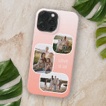 Custom Photos On Ombre Coral Peach Orange Ivory iPhone 15 Pro Max Case<br><div class="desc">This coral peach orange coloured iPhone case is a perfect way to showcase your loved ones and express your personality. It has room for 3 photos of your family, pets, or friends, which you can easily upload and adjust. You can also customize it with a short text or name of...</div>
