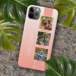 Custom Photos On Ombre Coral Peach Orange Ivory iPhone 11Pro Max Case<br><div class="desc">Classy chic simple elegant modern cellphone case design, with room to customize or personalize with photo's, and name, monogram or initials of your choice on a pretty coloured background. Beautiful, modern and cool cover for the trend-savvy and art-loving hip trendsetter, artsy motif lover who wants to protect their phone from...</div>