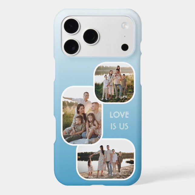 Custom Photos On Ombre Light Summer Sky Blue White (Back)