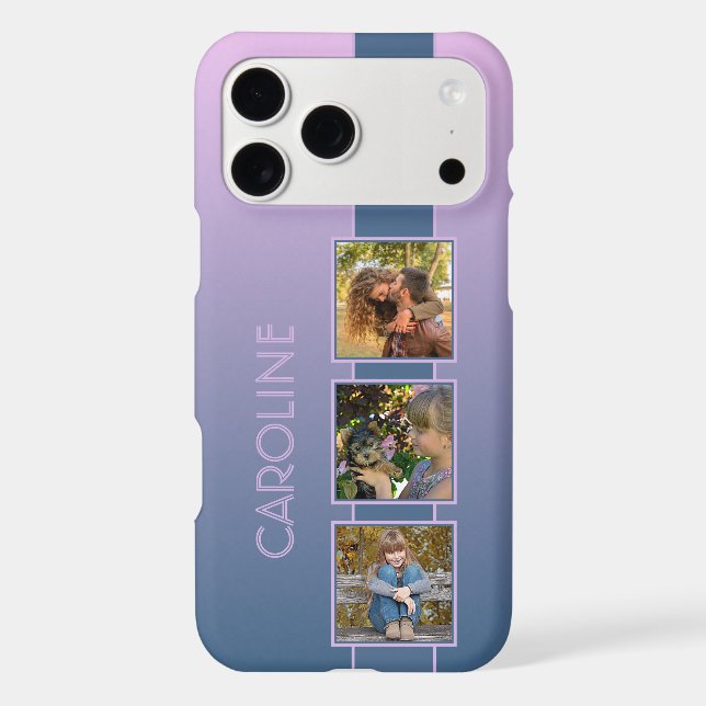 Custom Photos On Ombre Pink Violet Purple Blue (Verso)