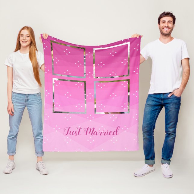 Custom Photos On Pink Fleece Blanket (In Situ)