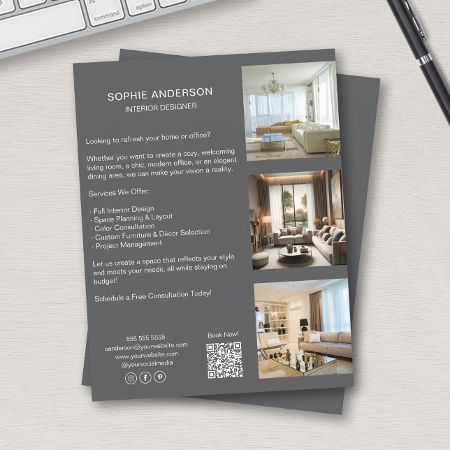Custom Photos QR Code Social Media Professional Flyer (Custom Photos QR Code Social Media Professional Flyer)