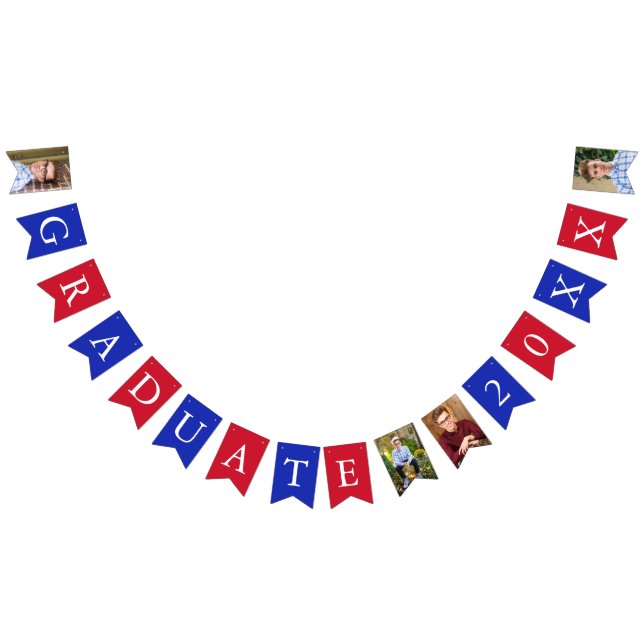 Custom Photos Red White Blue Graduate Bunting Flags (All)