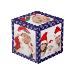 Custom Photos Santa Baby Blue With Snowflakes SQ Cube