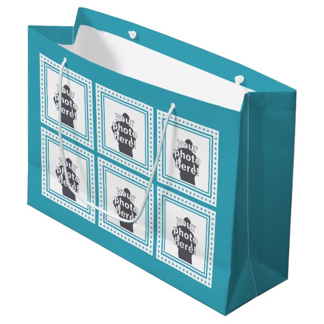 CUSTOM PHOTOS, TEXT & COLOR gift bag (Front Angled)