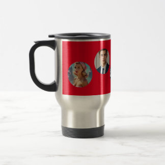 custom photos travel Mug cup with red background 