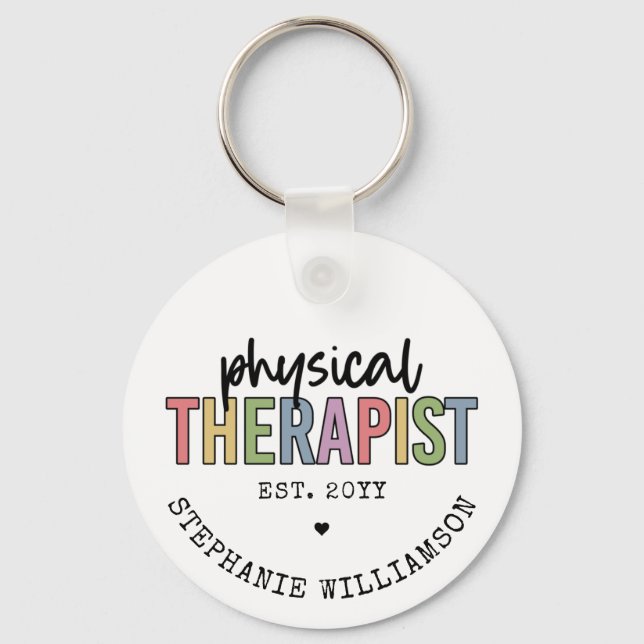 Custom Physical Therapist PT Graduation gifts Keychain (Front)