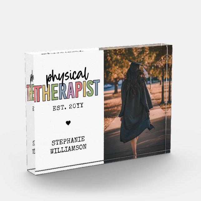 Custom Physical Therapist PT Graduation gifts Photo Block (Left)