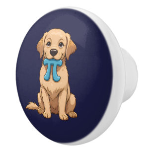 Custom Pi Day Dog With Pi Symbol Happy Pi Day Ceramic Knob