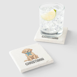 Custom Pi Day Dog With Pi Symbol   Happy Pi Day Stone Coaster