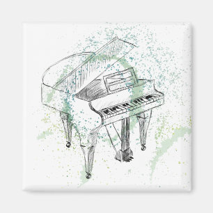 Custom Piano Illustration Art Drawing Music Lovers Magnet