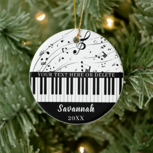 Custom Piano Keyboard Music Notes Personalized Ceramic Ornament