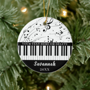 Custom Piano Keyboard Music Notes Personalized Ceramic Ornament
