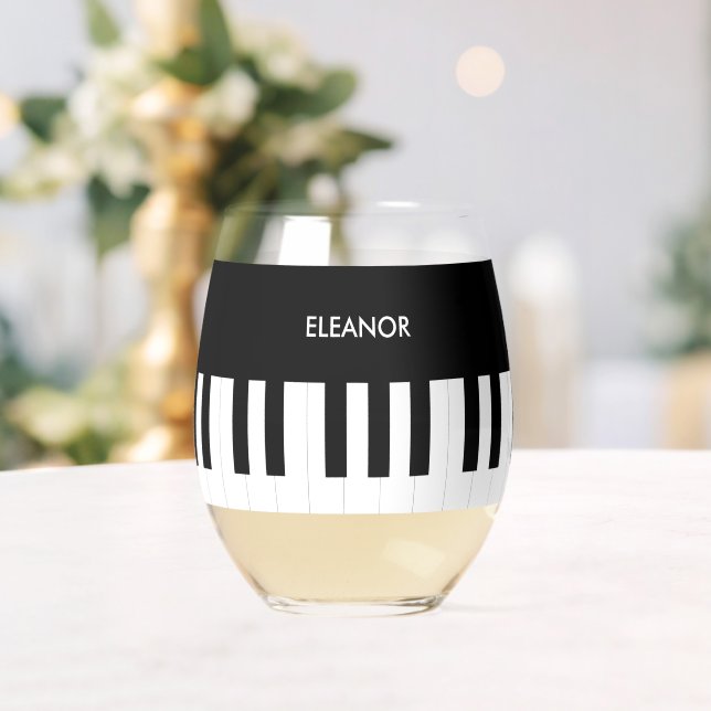 Custom Piano Keyboard Musical Instrument Music Stemless Wine Glass (Insitu (Wedding))