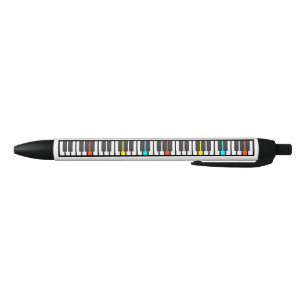 Custom  piano keys black ink pen