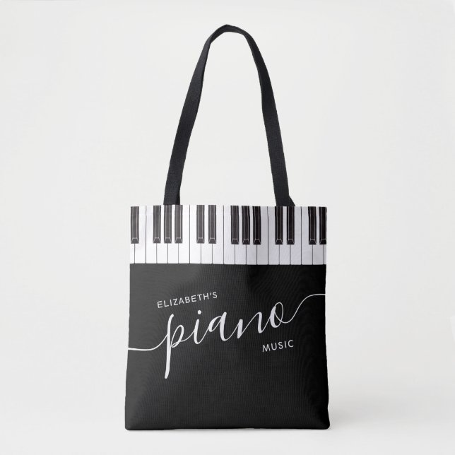 Custom Piano Keys Keyboard Personalized Music Tote Bag (Front)