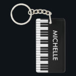 Custom piano keys keychain for pianist or teacher<br><div class="desc">Custom piano keys keychain for pianist or music teacher. Add your own name or monogram. Black and white design for piano player. Suitable for men women and kids. (boy or girl)</div>
