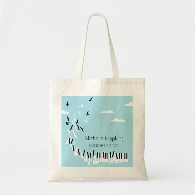 Custom piano keys tote bag for teacher and student (Front)