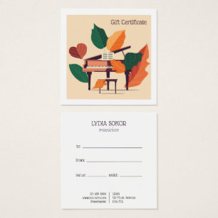 Custom Piano Music Lessons Gift Certificate