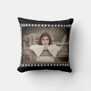 Custom Pic.Text. Old Vintage Movie Film Retro Throw Pillow